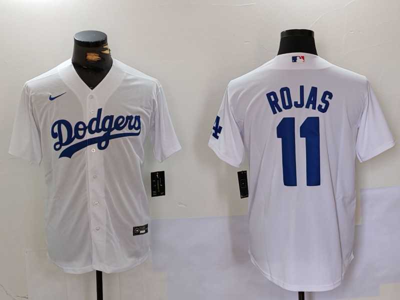 Men%27s Los Angeles Dodgers #11 Miguel Rojas White Cool Base Stitched Jersey->los angeles dodgers->MLB Jersey
